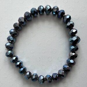 Handmade Black Faceted Stretch Bracelet 8mm